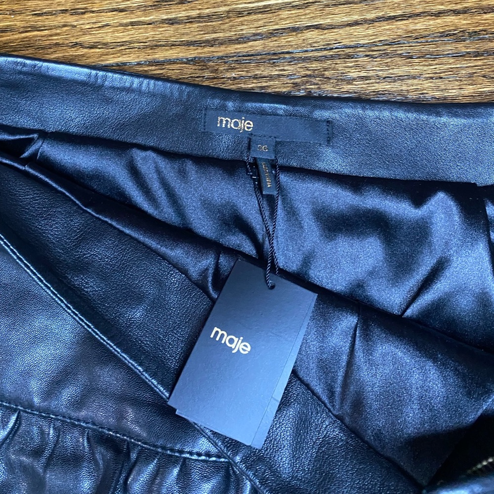 Leather Maje Ruffle skirt